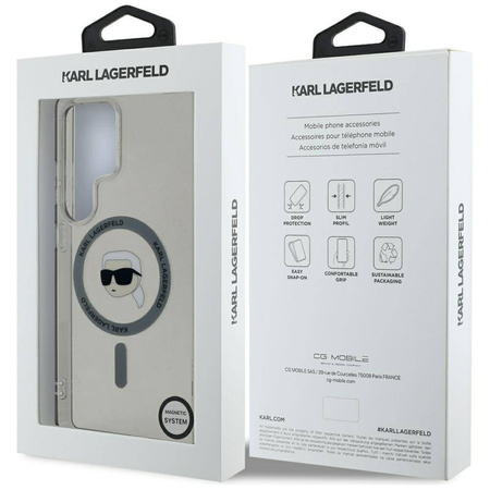 Etui Karl Lagerfeld Button Karl Head Printed Logo MagSafe Samsung Galaxy S25 Ultra czarny