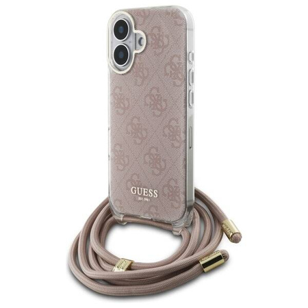 Original Handyhülle IPHONE 16 Guess Hardcase Crossbody Cord 4G Print (GUHCP16SHC4SEP)