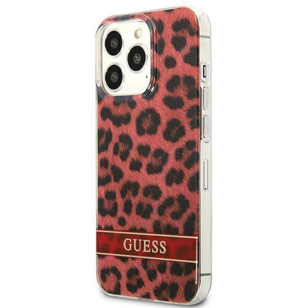 Etui IPHONE 13 PRO Guess Hardcase Leopard (GUHCP13LHSLEOR) czerwone