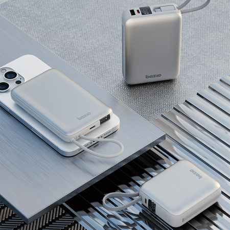 PowerBank 3w1 Bazic Fusion Mini 10000mAh kabel USB-C/Lightning szary