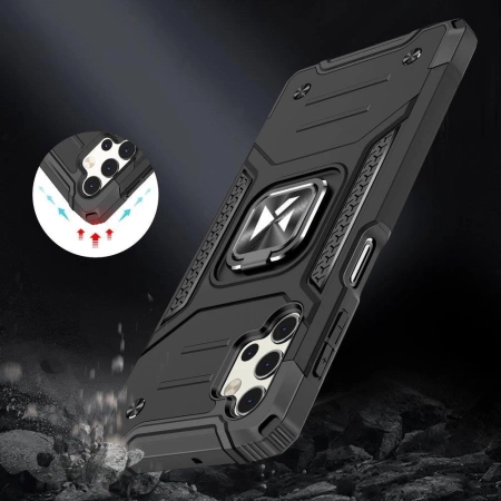 Wozinsky Ring Armor tough hybrid case cover + magnetic holder for Samsung Galaxy A23 blue
