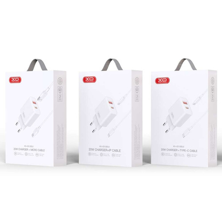 XO ŁAD SIEC CE12 PD QC 3.0 20W BIAŁA + KABEL USB-C/LIGHTNING
