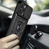 Hybrid Armor Camshield case for iPhone 14 Plus armored case with camera cover black
