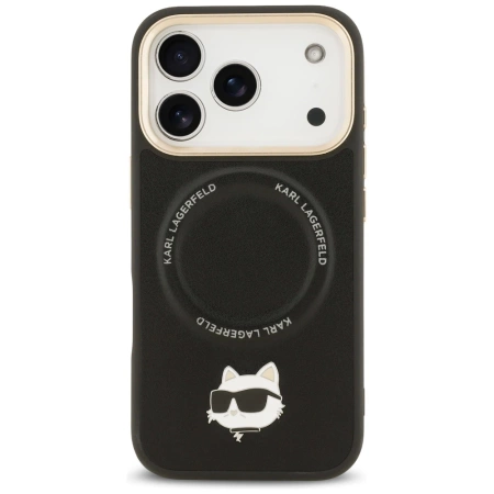Karl Lagerfeld Big Strap Choupette Metal Logo MagSafe Case for iPhone 17 Pro - Black