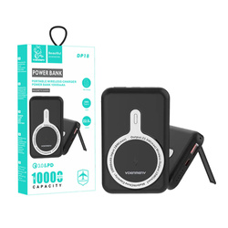 POWER BANK DENMEN BATERIA AWARYJNA 10000mAh + 15W CZARNA MAGSAFE DP18 USC + TYP-C