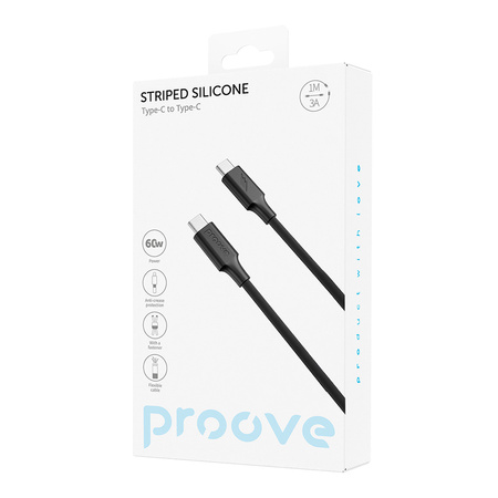 Proove kabel Striped Silicone Type-C do Type-C 60W (1m) czarny