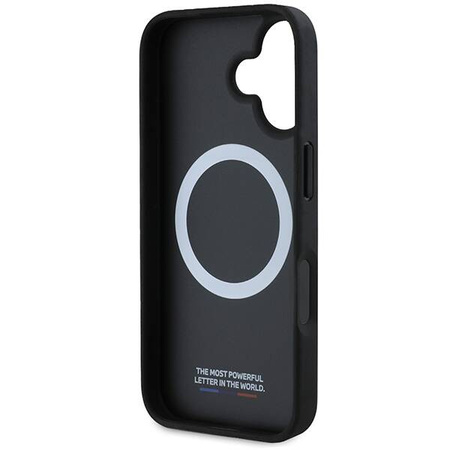 Oryginalne Etui IPHONE 16 BMW Hardcase M Perforated Tricolor Line MagSafe (BMHMP16S23PUPDK) czarne