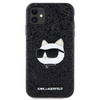 Karl Lagerfeld KLHCN61G2CPK iPhone 11 / Xr 6,1" schwarz/schwarzes Hartschalenetui mit glitzerndem Choupette-Patch