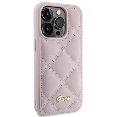 Etui Guess Quilted Metal Logo na iPhone 15 Pro - różowe