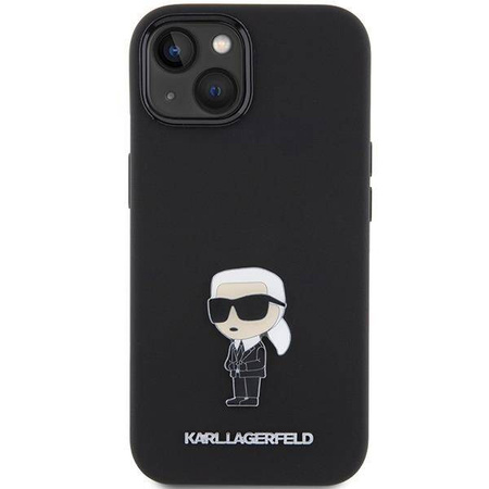 Karl Lagerfeld Silicone Ikonik Metal Pin case for iPhone 15 - black