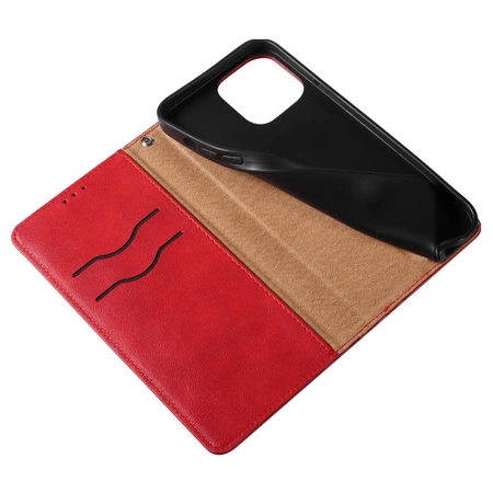 Magnet Strap Case iPhone 14 Pro Hülle mit Flip Wallet Mini Lanyard Ständer Rot