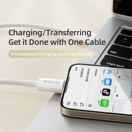 Rock Kabel P8 Basic Series - Typ C na Typ C - PD 60W 3A 1 metr biały