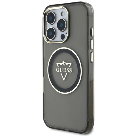 Original Case IPHONE 16 PRO Guess IML Metal Mountain Logo MagSafe black