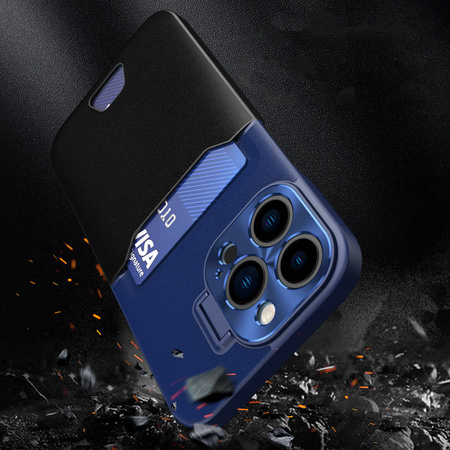 Leder Stand Case für iPhone 14 Cover Card Wallet mit Ständer blau