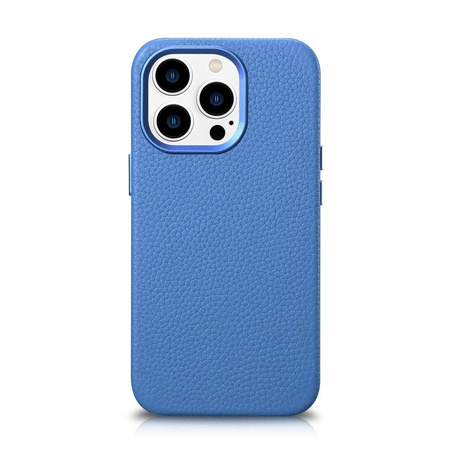 iCarer Litchi Premium Leather Case Leather Case iPhone 14 Pro Max Magnetic with MagSafe Light Blue (WMI14220712-LB)