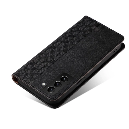 Magnetband Hülle Hülle für Samsung Galaxy S22+ (S22 Plus) Tasche Geldbörse + Mini Lanyard Anhänger Schwarz