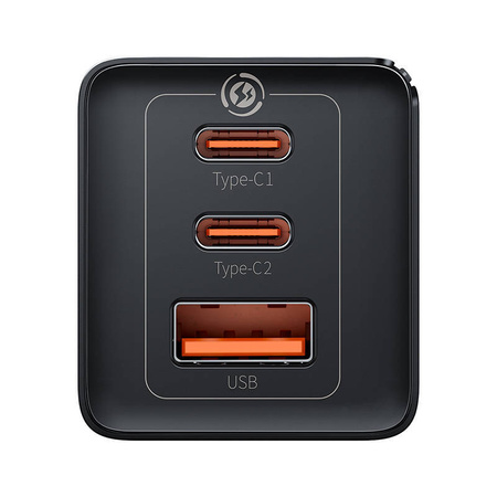 Baseus GaN5 Pro wall charger 2xUSB-C + USB, 65W (black)