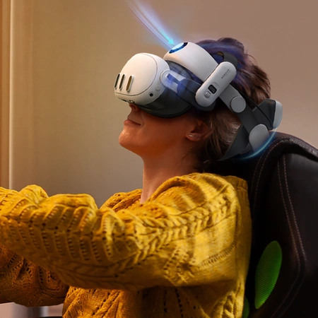 BoboVR S3 Pro Zugentlastungsband für Meta Quest 3 VR-Brille + externer Akku B100 – Weiß und Schwarz