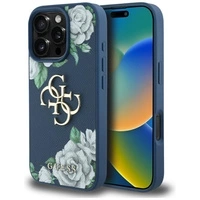 Guess Grained Roses Big 4G logo case for iPhone 16 Pro - blue