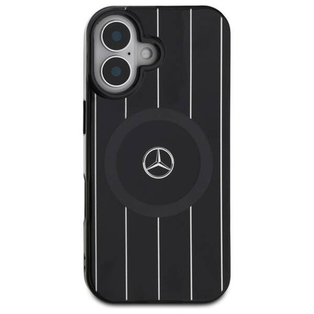Original Handyhülle IPHONE 16 Mercedes Hardcase MB Double Layer Crossed Lines MagSafe (MEHMP16S23HRSK) schwarz