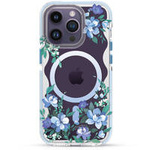 Kingxbar Flora Series Magnethülle für iPhone 14 Plus MagSafe, verziert mit Orchideenblumendruck