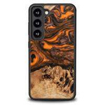 Hülle aus Holz und Harz für Samsung Galaxy S23 Bewood Unique Orange – Orange und Schwarz