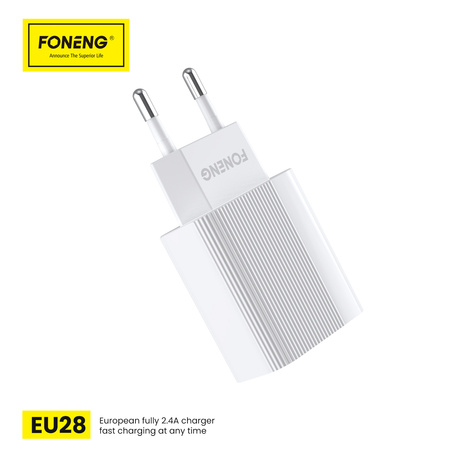 Foneng Ładowarka sieciowa EU28 - USB - 2,4A z kablem USB na Micro USB biała