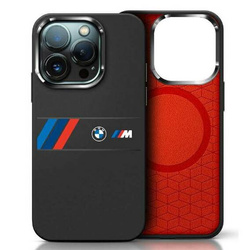 Original Handyhülle IPHONE 16 PRO MAX BMW Hardcase Silicone Middle Stripe MagSafe (BMHMP16X23SAXK) schwarz