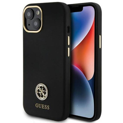 Original Handyhülle APPLE IPHONE 15 Guess Hardcase Silicone Logo Strass 4G (GUHCP15SM4DGPK) schwarz