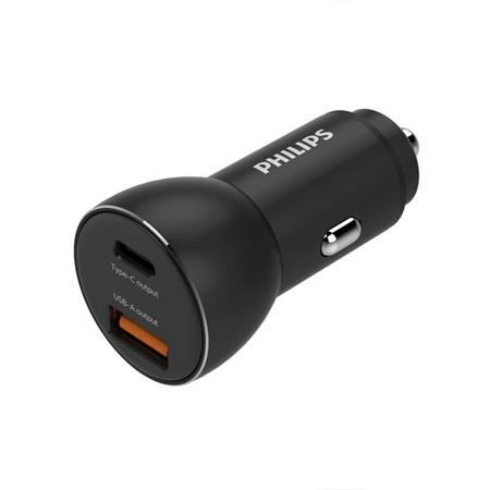 ŁADOWARKA SAMOCHODOWA CZARNA PHILIPS TYP-C USB USB-A 3100mA USB DUAL 36W QUICK CHARGE Phil-DLP2521/00