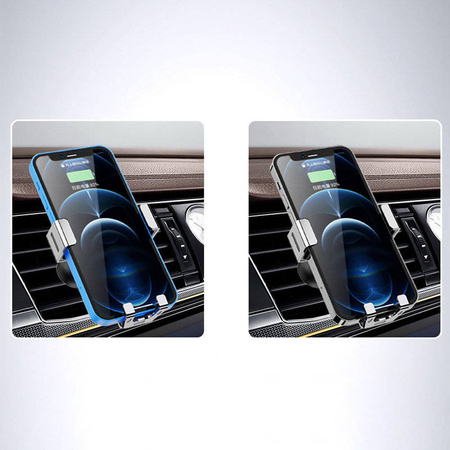 Grawitacyjny uchwyt samochodowy do smartfona na kratkę nawiewu srebrny (YC12)