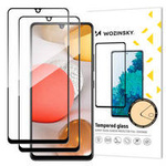 Wozinsky 2x Tempered Glass Full Glue Super Tough Screen Protector Full Coveraged with Frame Case Friendly for Samsung Galaxy A42 5G black