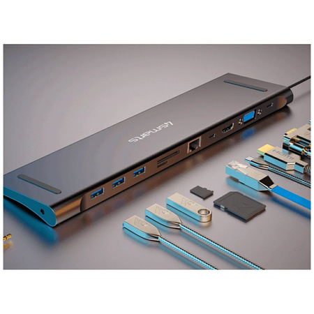 Podstawka pod laptopa HUB 4smarts 11w1   HDMI/VGA/2xUSB-C/3xUSB-A/RJ45/SD/MMC/MicroSD/TF/AUX