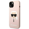 Original Case IPHONE 14 PLUS Karl Lagerfeld Hardcase Silicone Karl`s Head Magsafe light pink