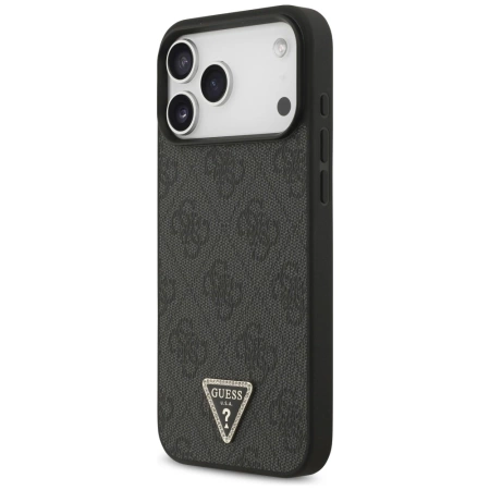 Guess Leather 4G Triangle Strass MagSafe Case for iPhone 17 Pro Max - Black