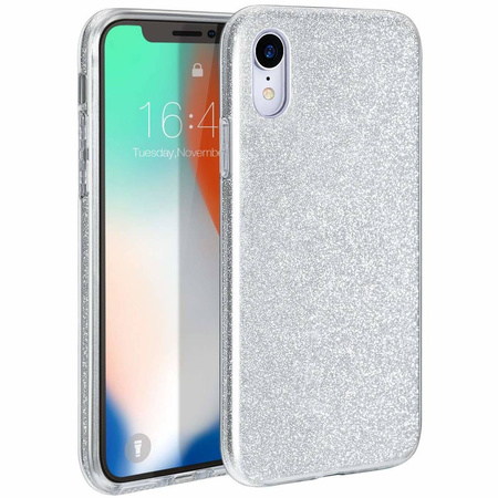 Nakładka Glitter 3w1 do iPhone 16 Pro 6,3&quot; srebrna