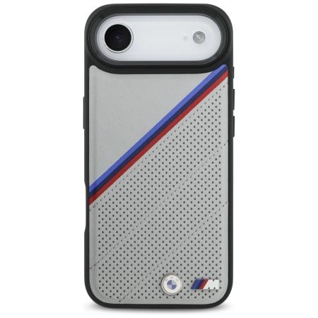 Etui BMW M Tricolor Metal Logo MagSafe do iPhone 17 Air - szare