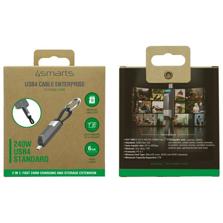 Kabel 4smarts Enterprise Storage USB4    240W 6cm grafitowy