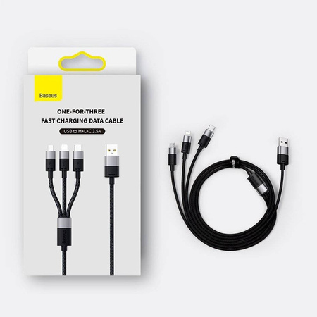 Baseus StarSpeed kabel 3w1 USB-A - Micro-USB / Lightning / USB-C 3.5A 1.2m niebieski