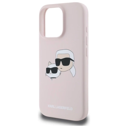 Etui Karl Lagerfeld Silicone nauble Heads Print MagSafe na iPhone 16 Pro Max - różowe