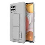 Wozinsky Kickstand Case elastyczne silikonowe etui z podstawką Samsung Galaxy A42 5G szary