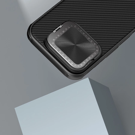 Nillkin CamShield Prop Hülle für iPhone 16 Pro Max mit Kameraabdeckung und Ständer – Schwarz