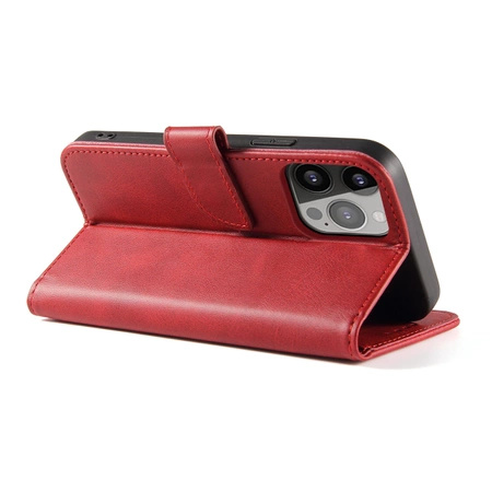 Etui portfel z klapką podstawką do iPhone 15 Pro Magnet Case - czerwone