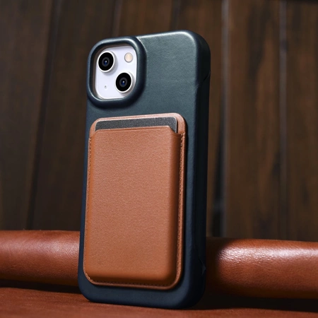iCarer CE Oil Wax Premium Leather Folio Case iPhone 14 Plus magnetische Klapphülle MagSafe blau (AKI14220707-BU)