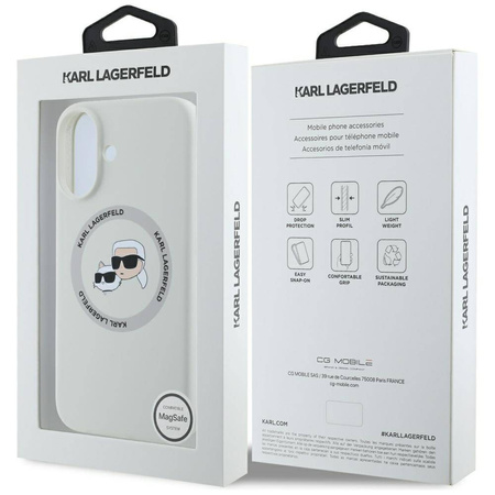 Case IPHONE 16 Karl Lagerfeld Silicone Double Heads&Circle MagSafe beige
