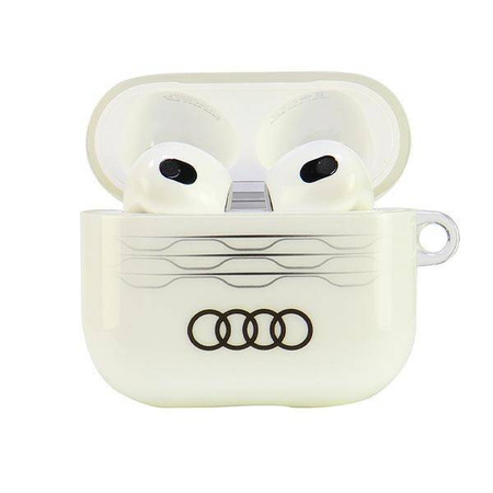 Original Handyhülle APPLE AIRPODS 3 Audi IML Geometric Pattern Cover (AU-IMLAP3-A6/D3-WE) weiß