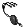 Baseus Golden Loop rozwijany kabel 3w1 USB - micro USB / Lightning / USB-C 3.5A 35cm - 120cm czarny (CAMLT-JH01)