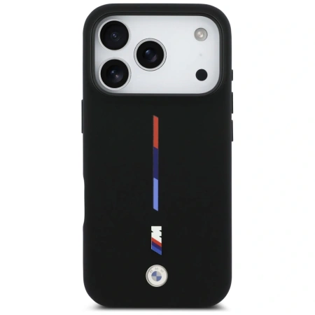 Etui BMW M Silicon Tricolor Line MagSafe na iPhone 17 Pro - czarne
