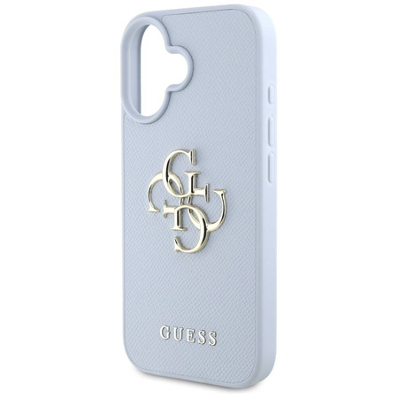 Schutzhülle IPHONE 16 Guess Grained Big 4G Logo Small Classic Logo blau
