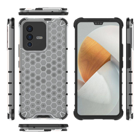 Honeycomb case armored cover with a gel frame for Vivo V23 5G transparent